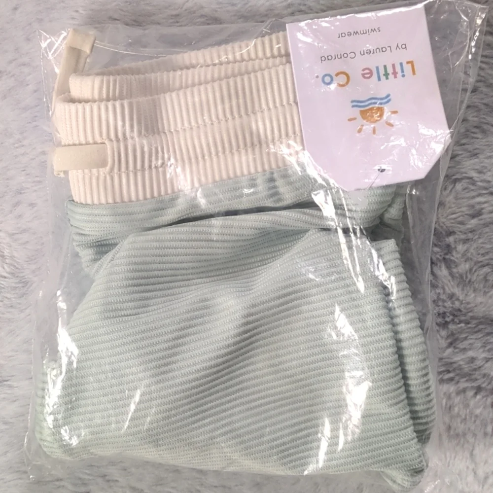 NWT 3T Little Co. by Lauren Conrad Swim Trunks Shorts Rain Light Blue Swimsuit